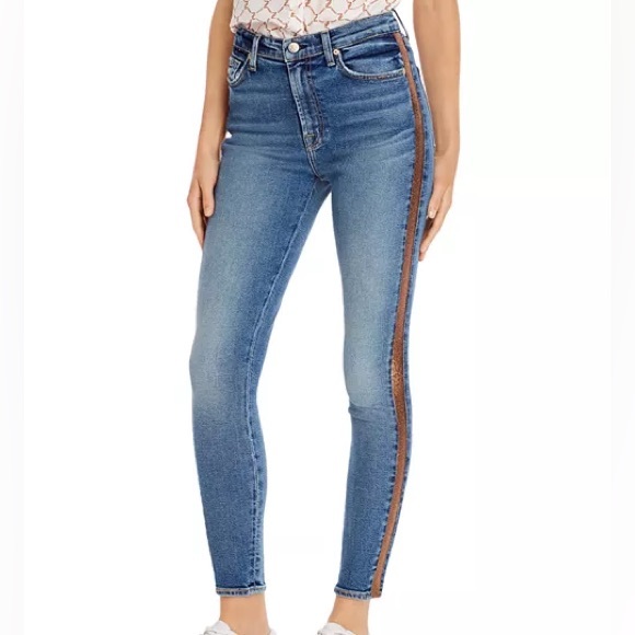 7 for all mankind High Waist Ankle Skinny Luxe Vintage Copper Side Stripe Muse - Picture 2 of 3
